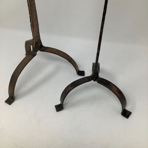 Vintage Van Keppel brutalist candlesticks set of 2 copper green midcentury MCM - Picture 2 of 7